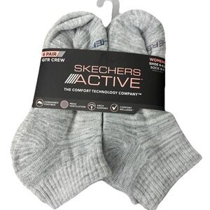 SKECHERS ACTIVE Womens Socks Low Cut Cushion Arch Support 6 Pair Shoe Size 6-9.5
